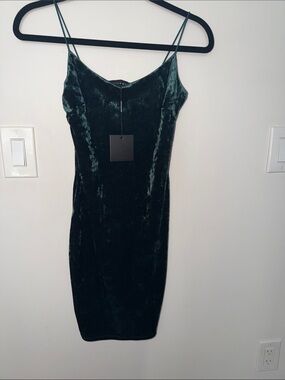JLUXLABEL Emerald Velvet Slip Mini Dress
